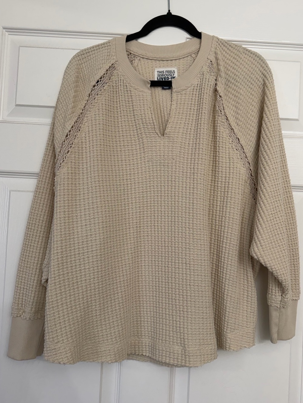 American Eagle Seriously lived in Waffle Knit Oversized Top | Size XS